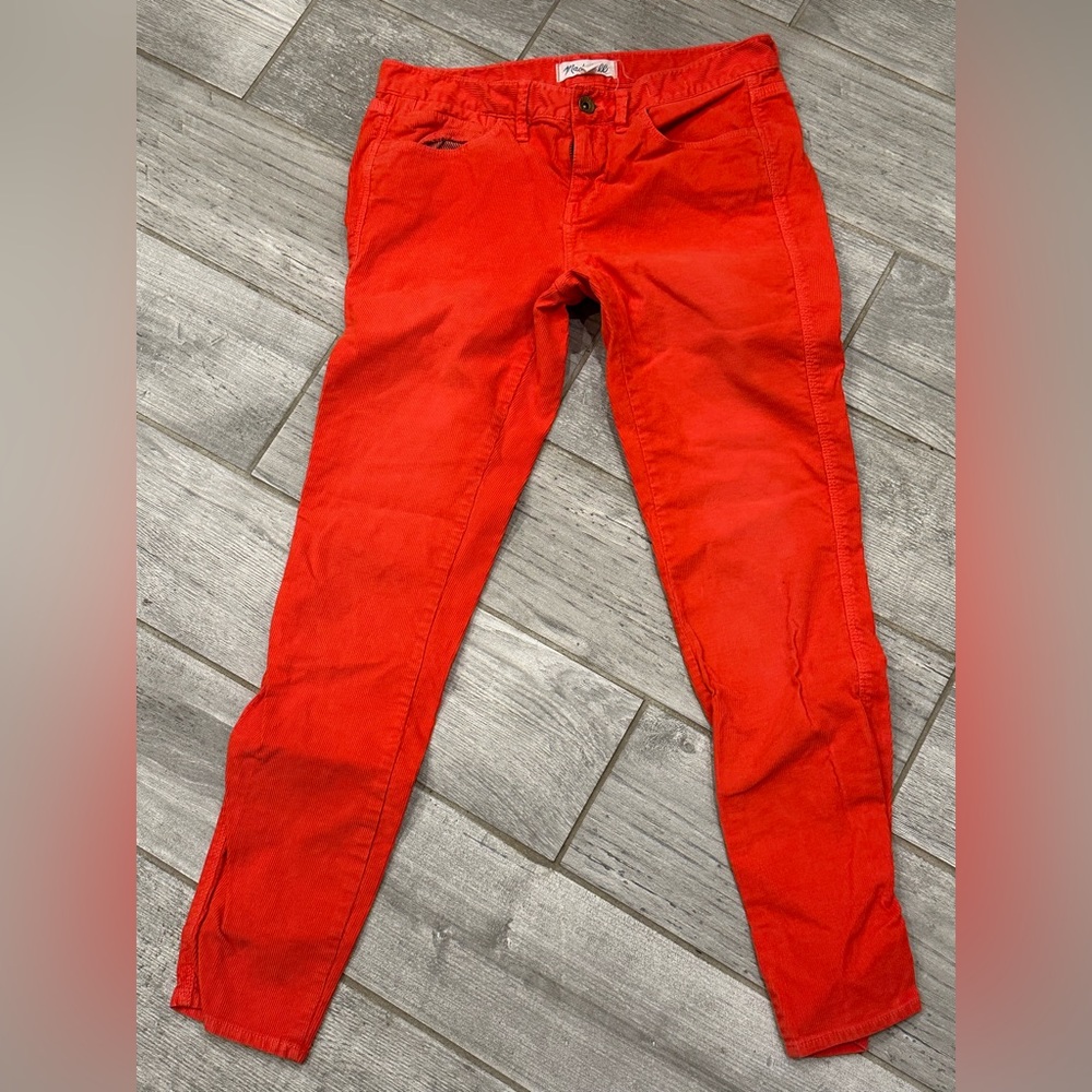 Coral corduroy pants